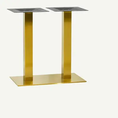 Contemporary Indoor/ Outdoor Commercial Metal Rectangular Table Base in Gold (16" x 28”) - Standard 28"